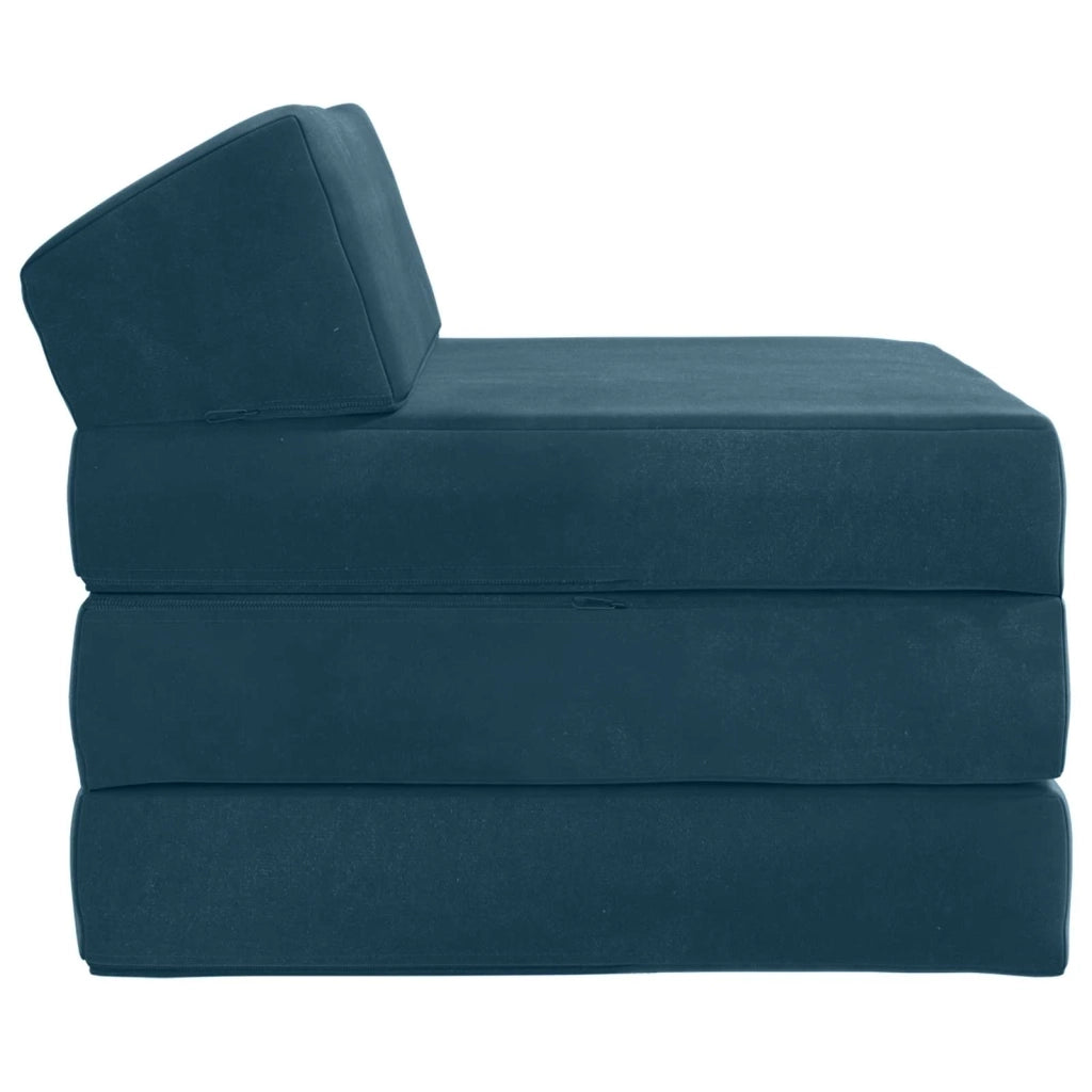Divano Letto Pieghevole Blu 200 x 70 x 10 cm Velluto 900023