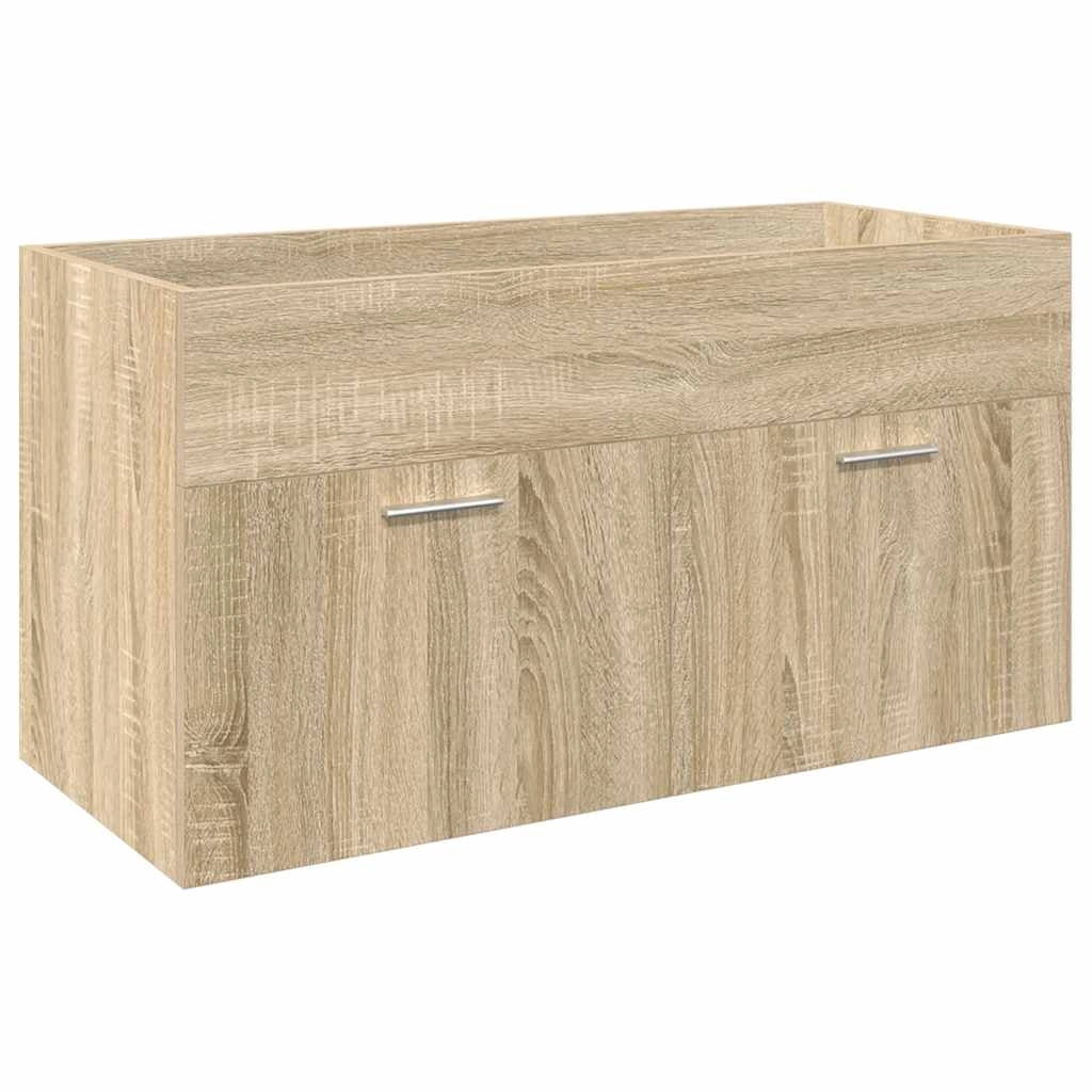 Mobile bagno dal design moderno con lavabo integrato 90 x 38,5 x 46 cm legno composito rovere Sonoma 02_0055765