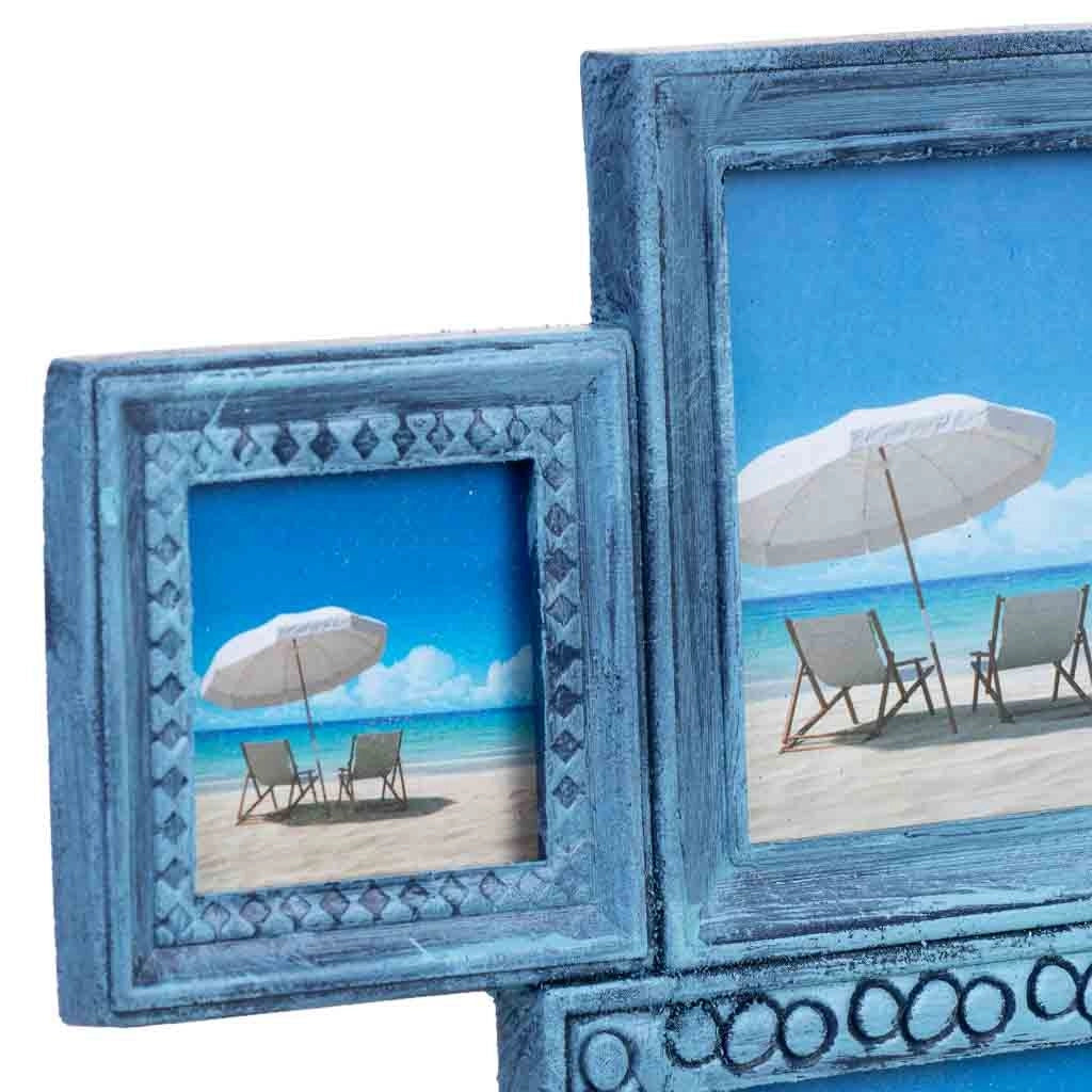 Cornice portafoto in legno blu, 27x1,5x24h cm
