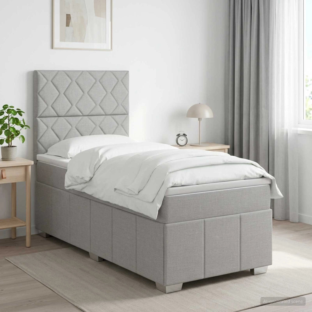 Letto box spring con materasso Grigio Chiaro 80 x 200 cm 3454015