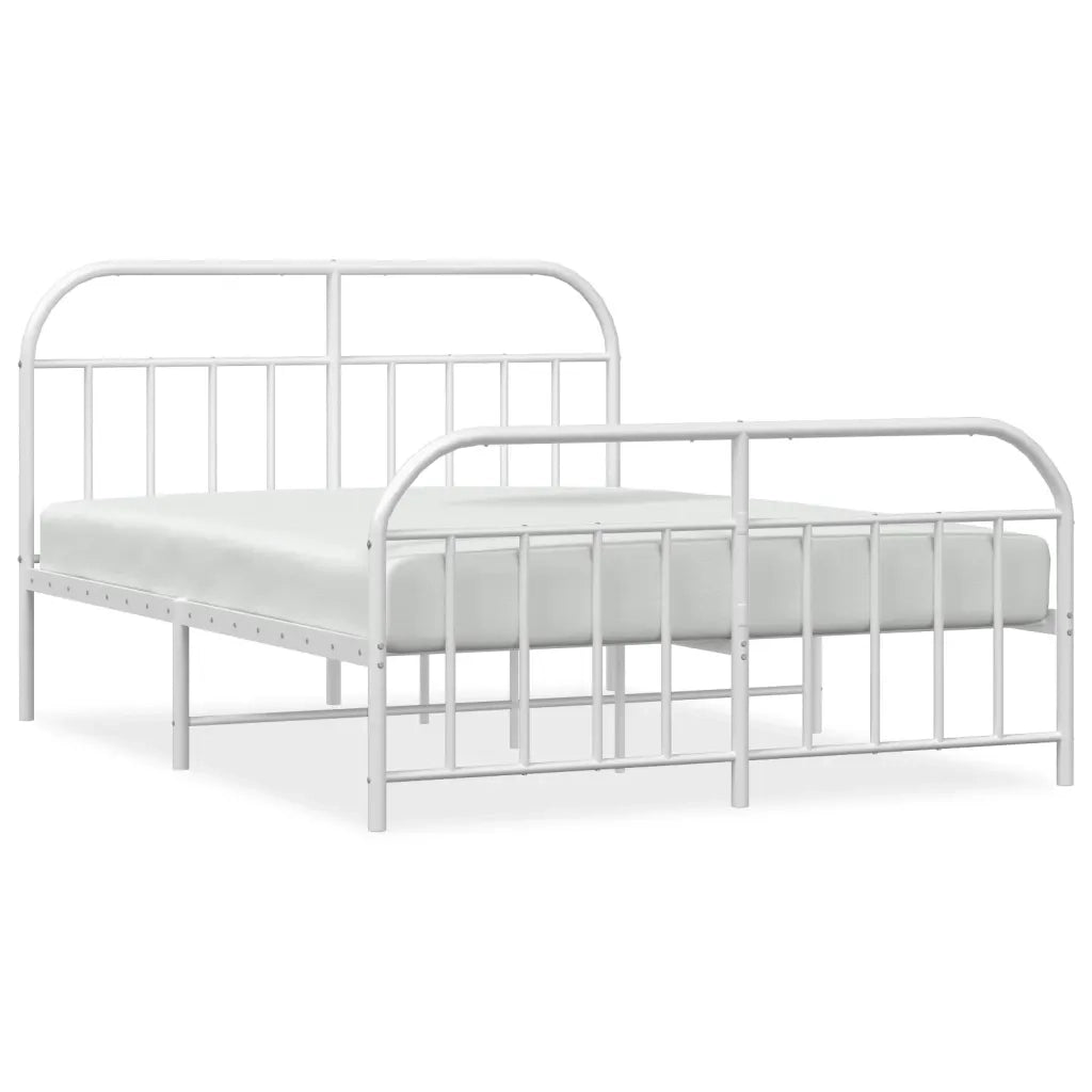 Giroletto con Testiera e Pediera-Struttura Letto Metallo Bianco 140x200 cm 902690