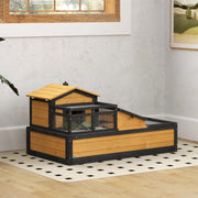 RECINTO per Tartarughe 112x65x59 cm 2 Livelli con Vaschetta in Plastica Giallo