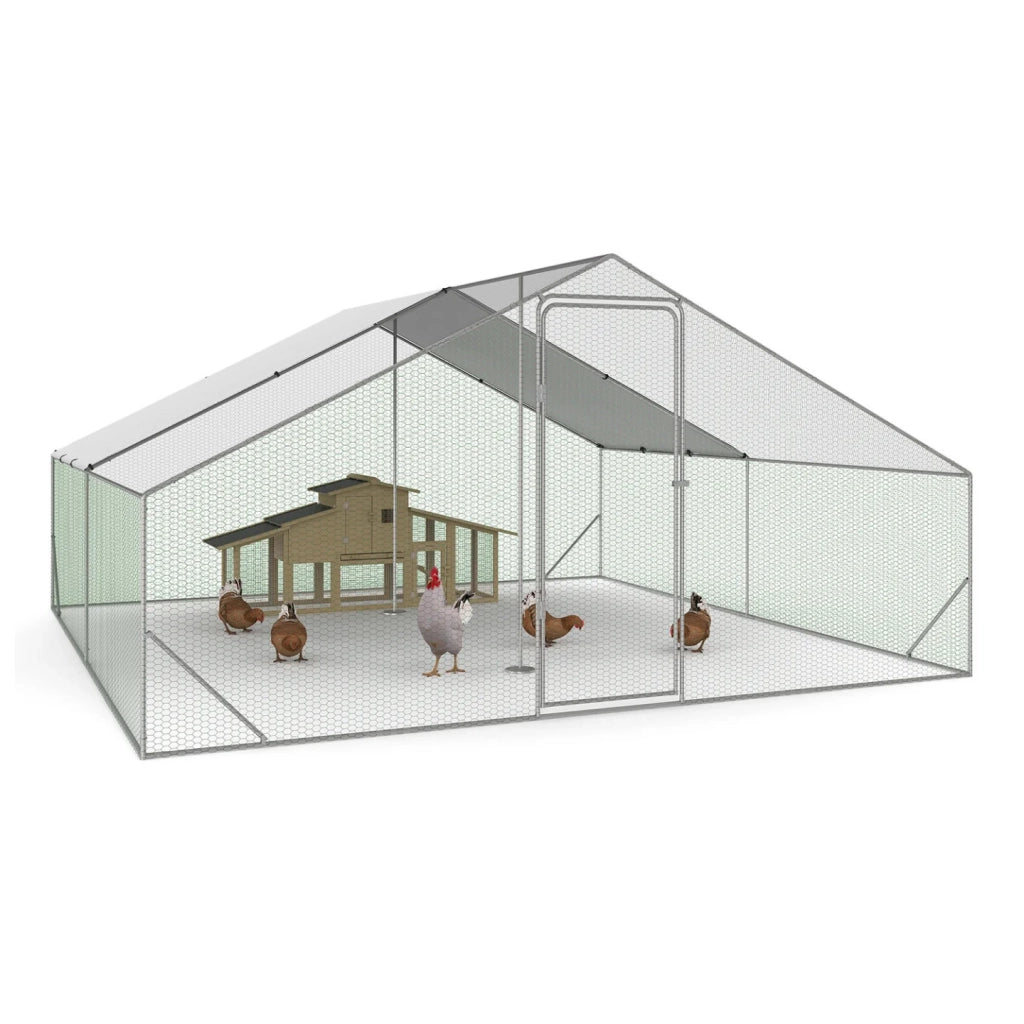 IDMarket - 16 m² di pollaio con recinto in rete d'acciaio zincato 4x4 M