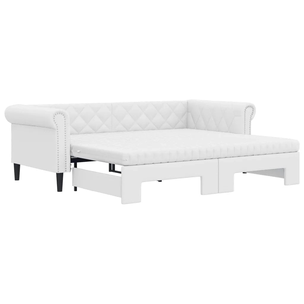 Divano Letto Estraibile e Materassi Bianco 90x200 cm Similpelle