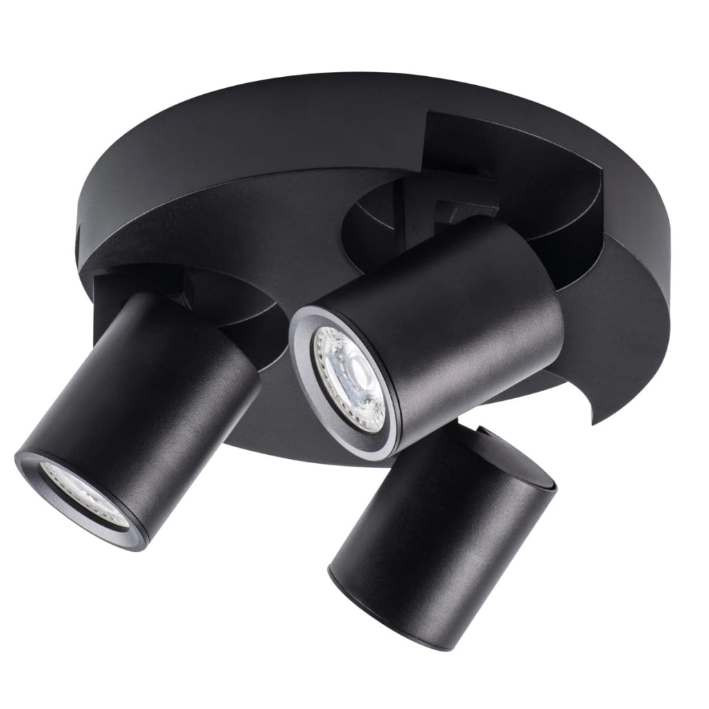 Plafoniera Kanlux Laurin 29127 3 luci GU10 nera alluminio
