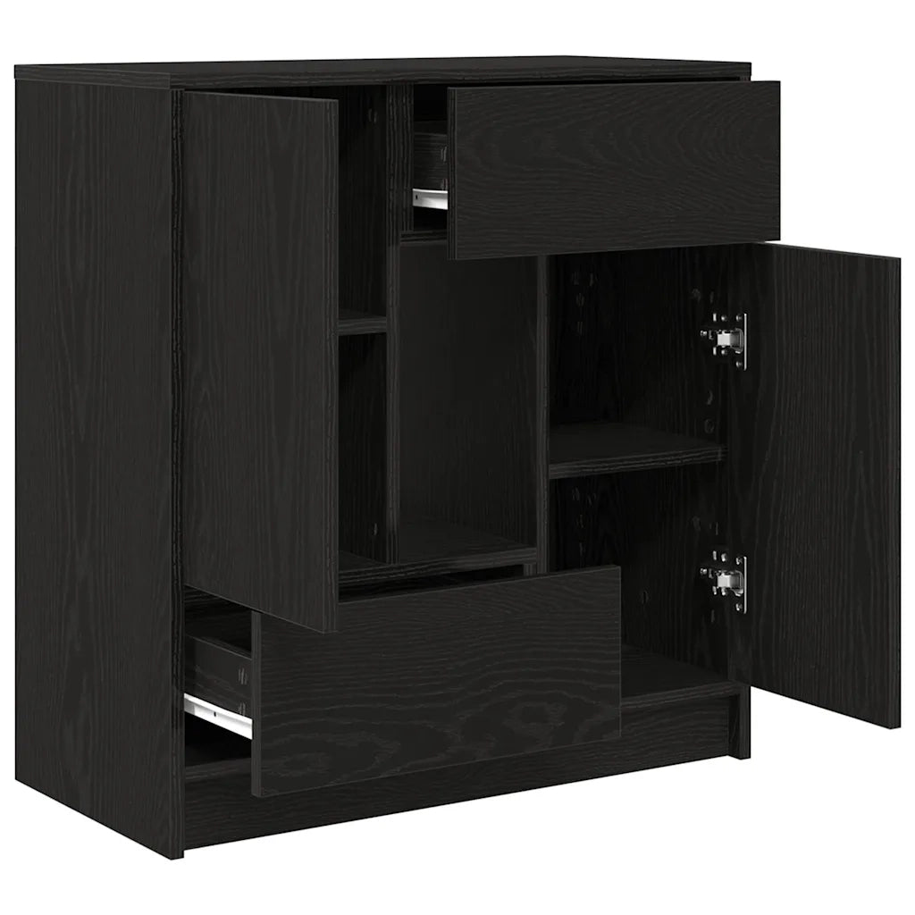 Credenza | Madia | Buffet da pranzo | Armadio da pranzo con Cassetti e Ante Rovere Nero 70,5x34x74,5 cm