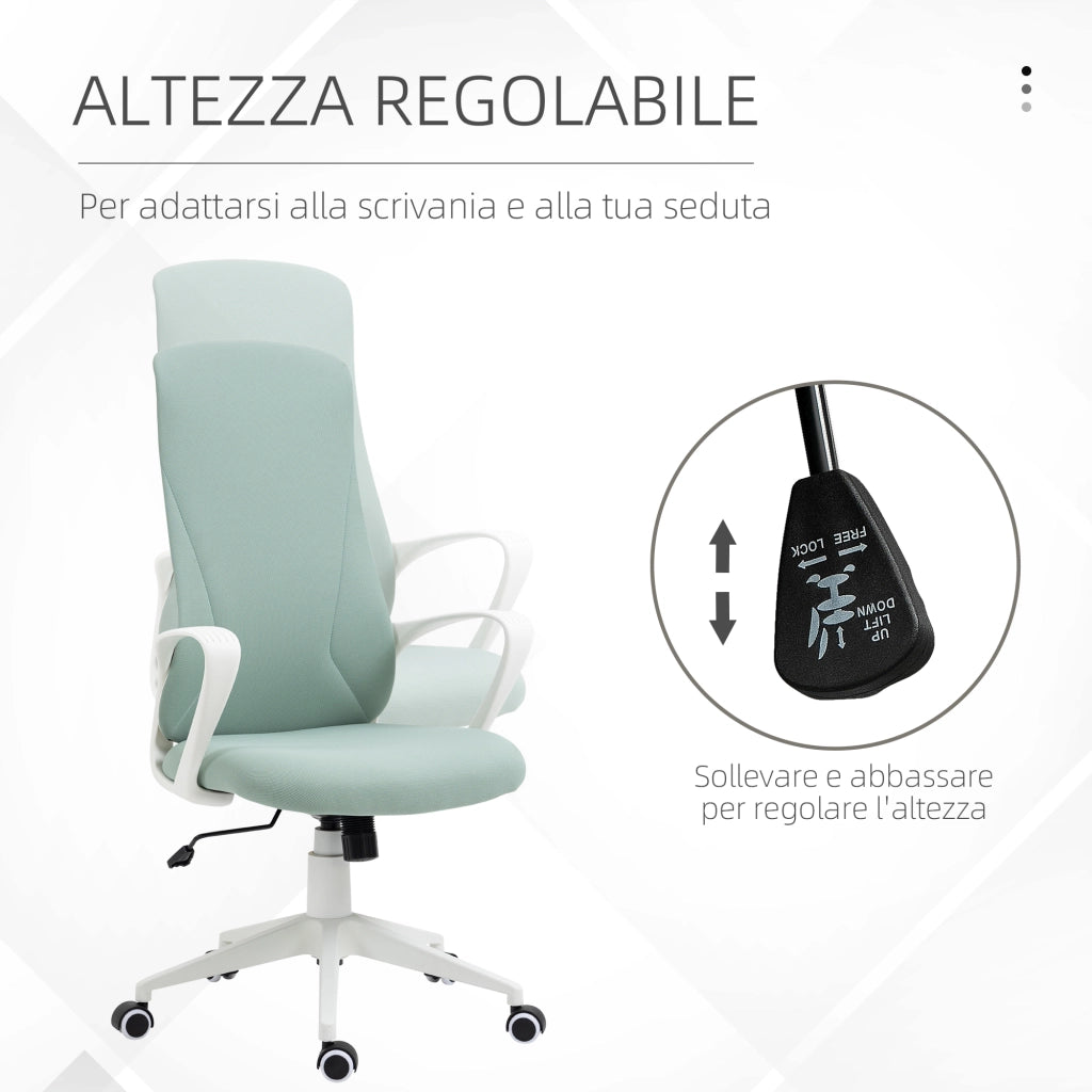 Sedia da Ufficio Ergonomica e Imbottita 62x56x110-119,5 cm Funzione Dondolo in Poliestere Verde