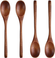 Lepel in legno per cucchiaio e cucchiaio di caffè, lunghezza della lama 22 cm, stile giapponese e coreano, 8,6 pollici, 4 pezzi.