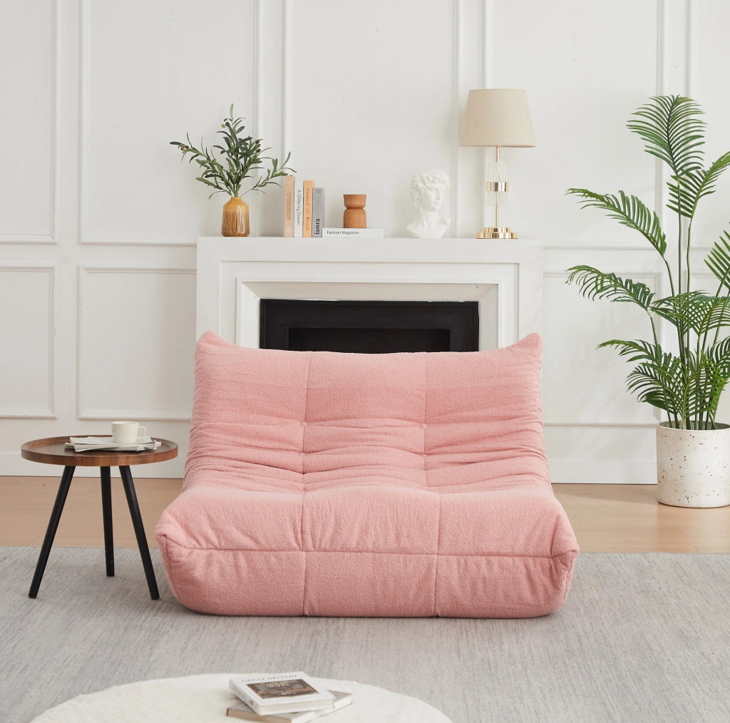 Poltrona lounge modulare rosa in ciniglia teddy, senza montaggio