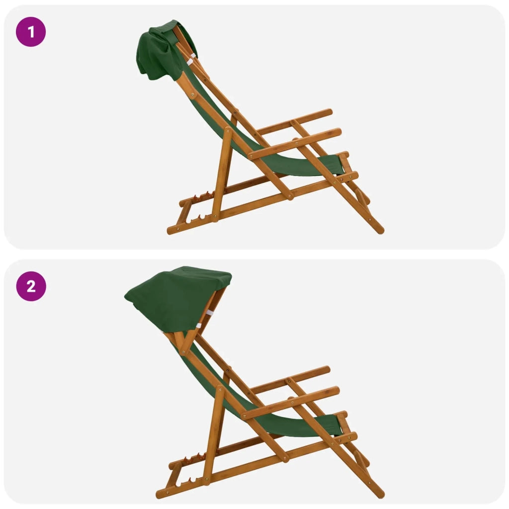 Lettino 3 Posizione Legno di Eucalipto Massello Verde 42024886