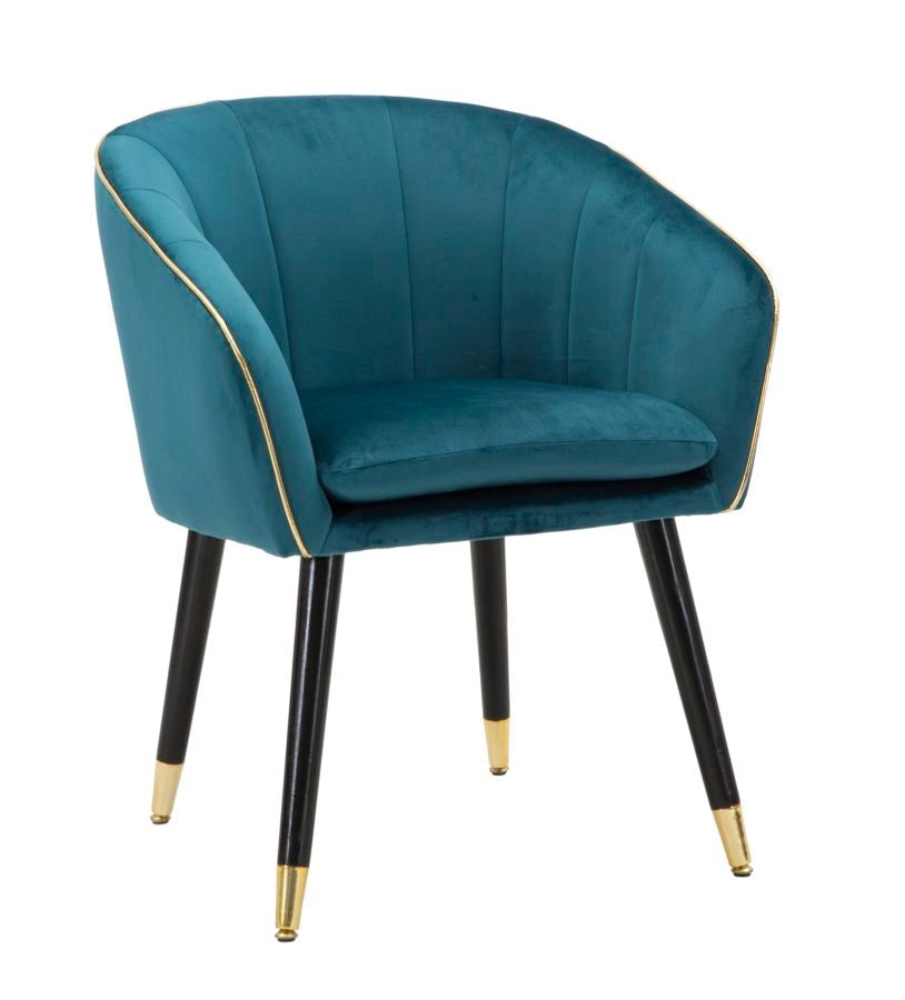 Poltrona Paris Oro 62x58x78 cm in Legno e Poliestere Ottanio