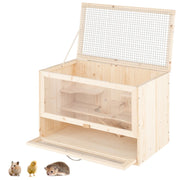 Gabbia per criceti con tetto apribile 60 x 35,5 x 42 cm ampia area gioco design naturale legno di abete 20_0010983