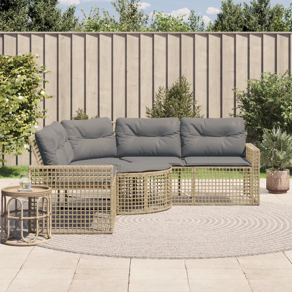 Divano da Giardino a L con Cuscini e Pouf-Sofa da Giardino-Divano da esterno Beige in Polyrattan 988426