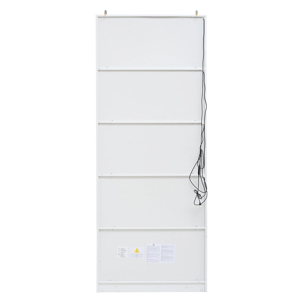 Vetrina 80x34x200 cm con LED - Xylo - 2 ante, 2 cassetti, struttura alluminio, bianco, per soggiorno