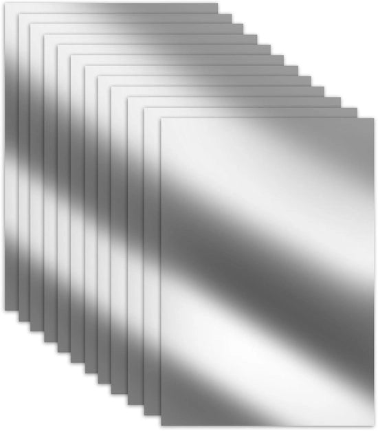 Specchio adesivo 12 pezzi - Autoadesivo - Flessibile - Decorazione per parete - Bagno - Finitura dorata - Foglio di vetro riflettente