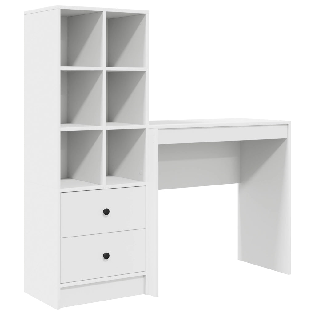 Scrivania con Storage Bianca Legno Ingegnerizzato