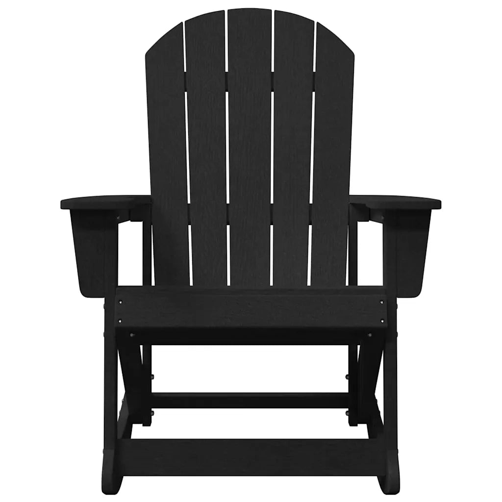 Poltrona a dondolo-Sedia a dondolo Adirondack Nero HDPE