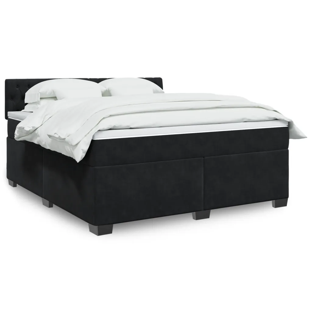 Giroletto a Molle con Materasso Nero 180x200 cm in Velluto 3288686