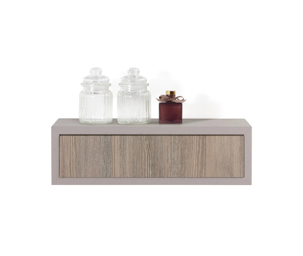 Mensola da Parete 1 Cassetto 45x13,4x20 cm in Fibra di Legno Lego Marrone e Rovere Moka
