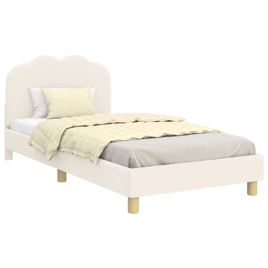 Struttura letto bambini con testata Crema 90 x 190 cm Bouclé