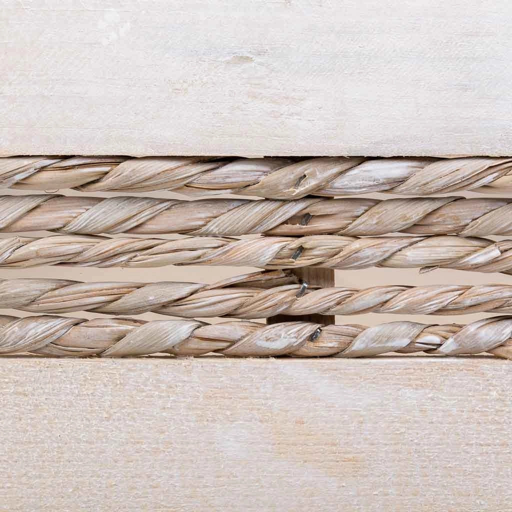 Cesto in legno e corda bianco 35x25x12/31h