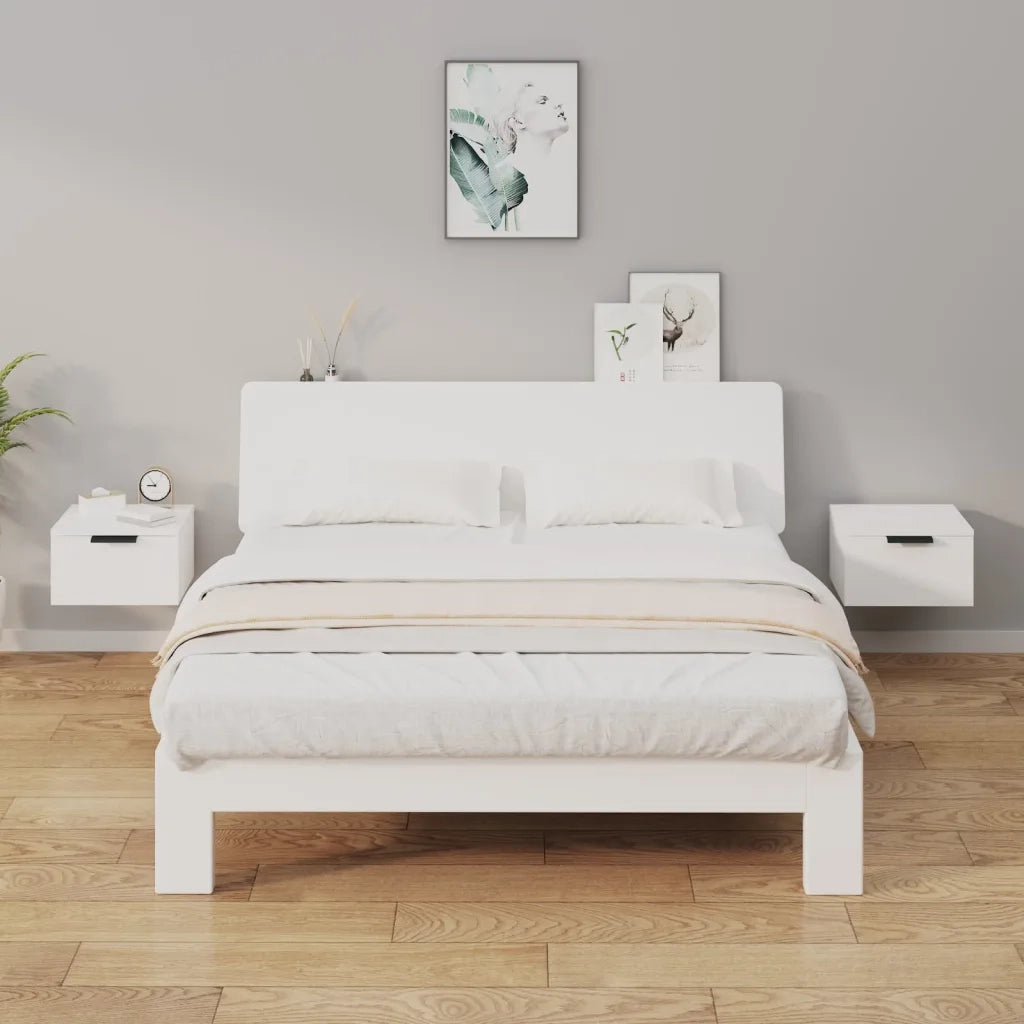 Comodini a Muro 2 pz-Set di 2 Tavolino da notte Bianchi 34x30x20 cm