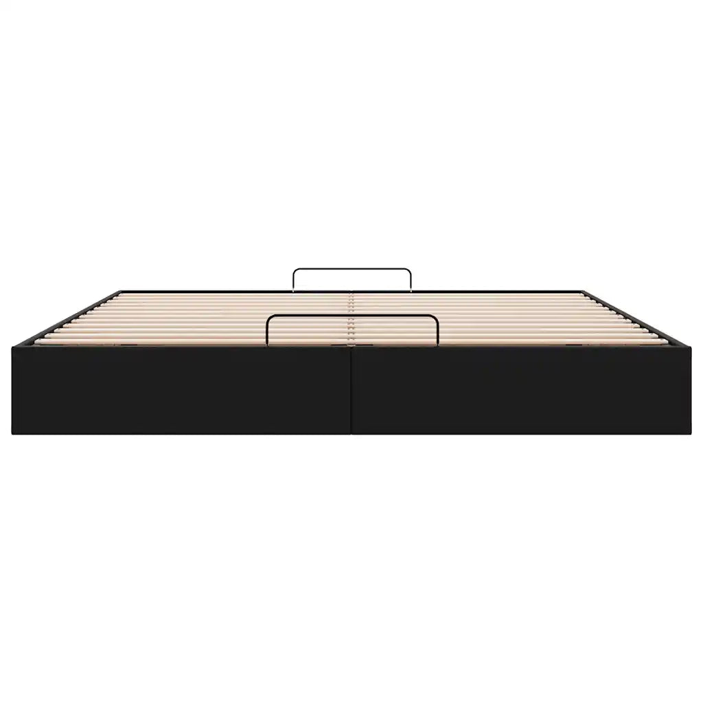 Struttura Letto Pouf senza Materasso Nero 160x200 cm Similpelle 3310809