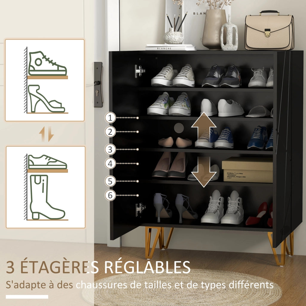Scarpiera con ante e ripiani regolabili ¨C zephmum ¨C nero 72x31.5x95 cm