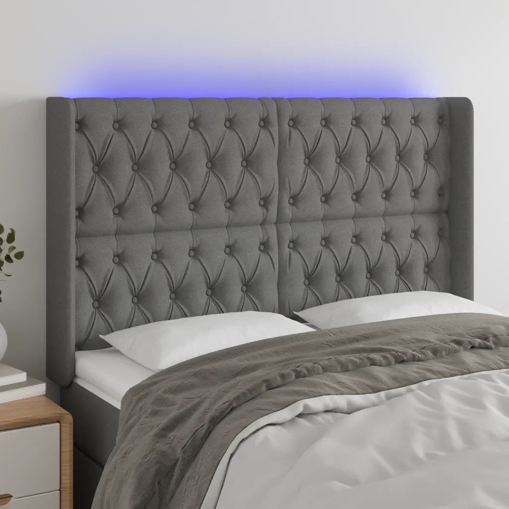 Testiera | Testata a LED GrigioScuro 147x16x118/128cm inTessuto