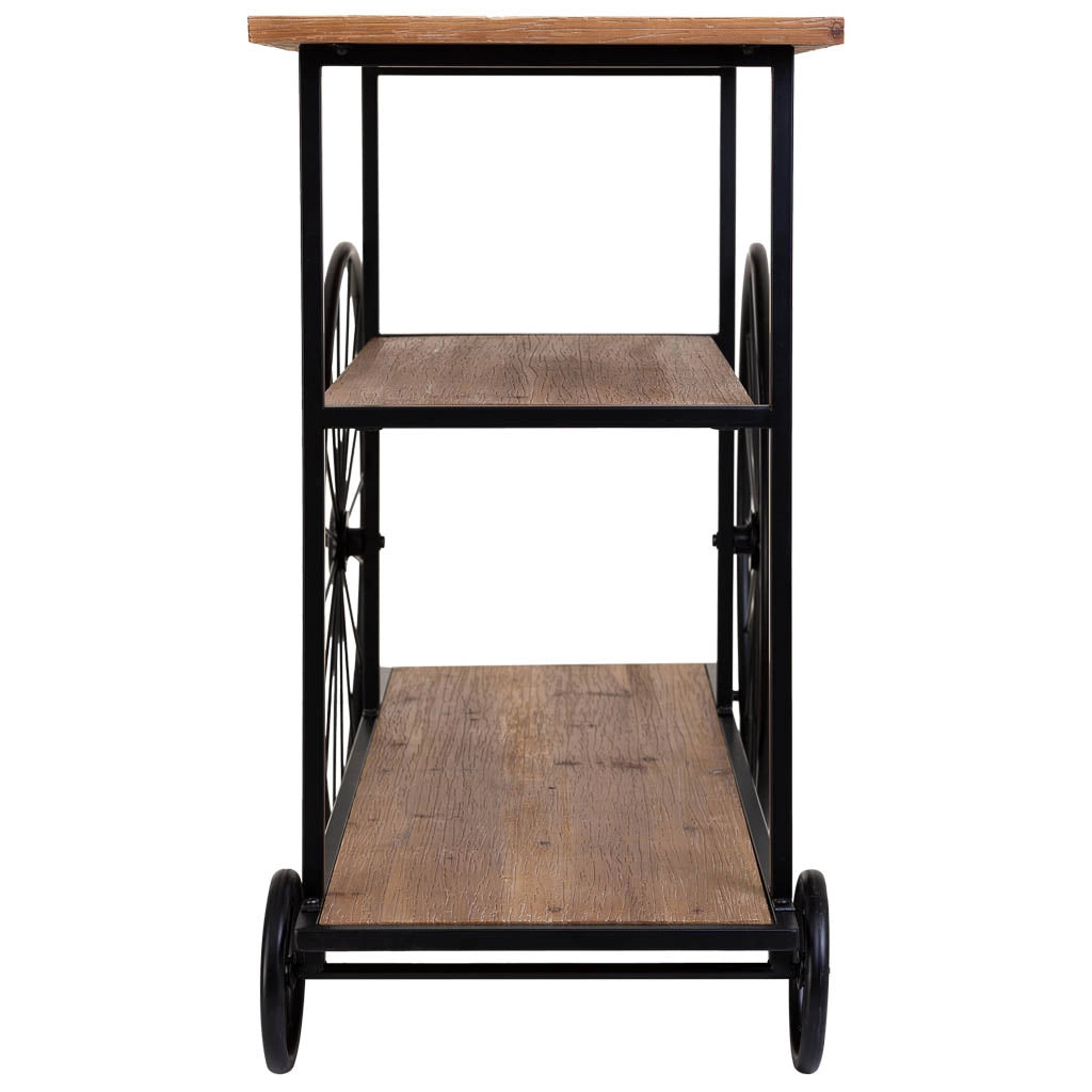 Console in legno e metallo laccato nero con 2 ripiani 120x42x78h cm