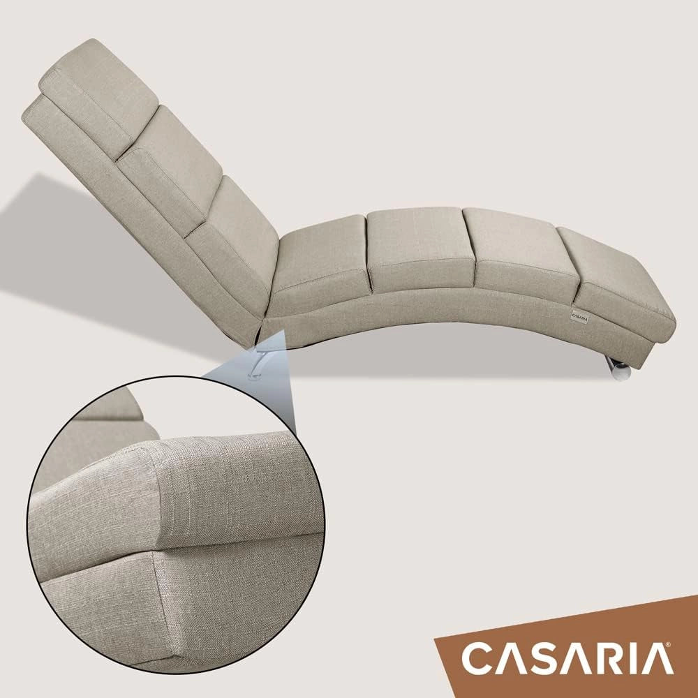 ® Poltrona Chaise Longue 186x89x55 cm Lettino Sdraio Ergonomico in Tessuto Imbottito Portata 180 kg Soggiorno Ufficio Interno Reclinabile Lettura