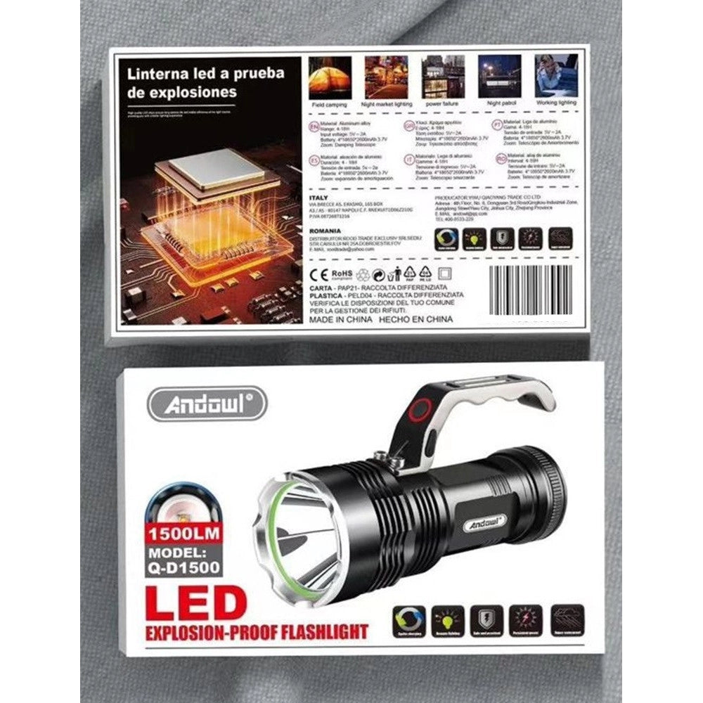 Trade Shop - Torcia Faretto A Led Portatile Con Luminosità Massima 1500lm Q-d1500 Antideflagrante -