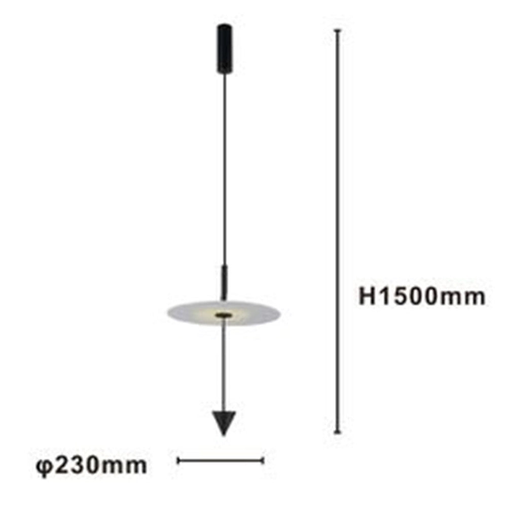 Trade Shop - Lampadario A Sospensione Lampada 12w Luce Led 6500k Disco Bianco ø23cm Cono Nero 32009 -