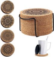 Onderzetters in Kurk - 12 Stuks - Onderzetters Absorbenti - Onderzetters con Supporto - Onderzetters per Vasi e Panni - Diametro 10 cm - Coaster