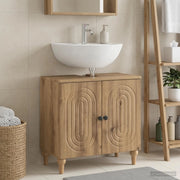 Armadio per Lavabo da Bagno ALKMAAR Rovere Artigianale 896134