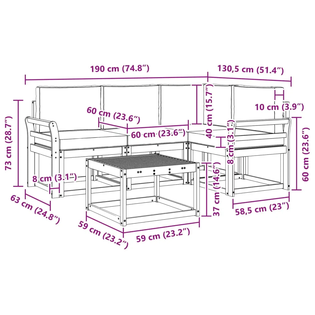 Set di divani da esterno 5 pz Bianco e Antracite 3387596