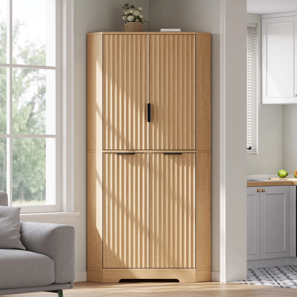 Armadio angolare in MDF naturale 60×60×172 cm