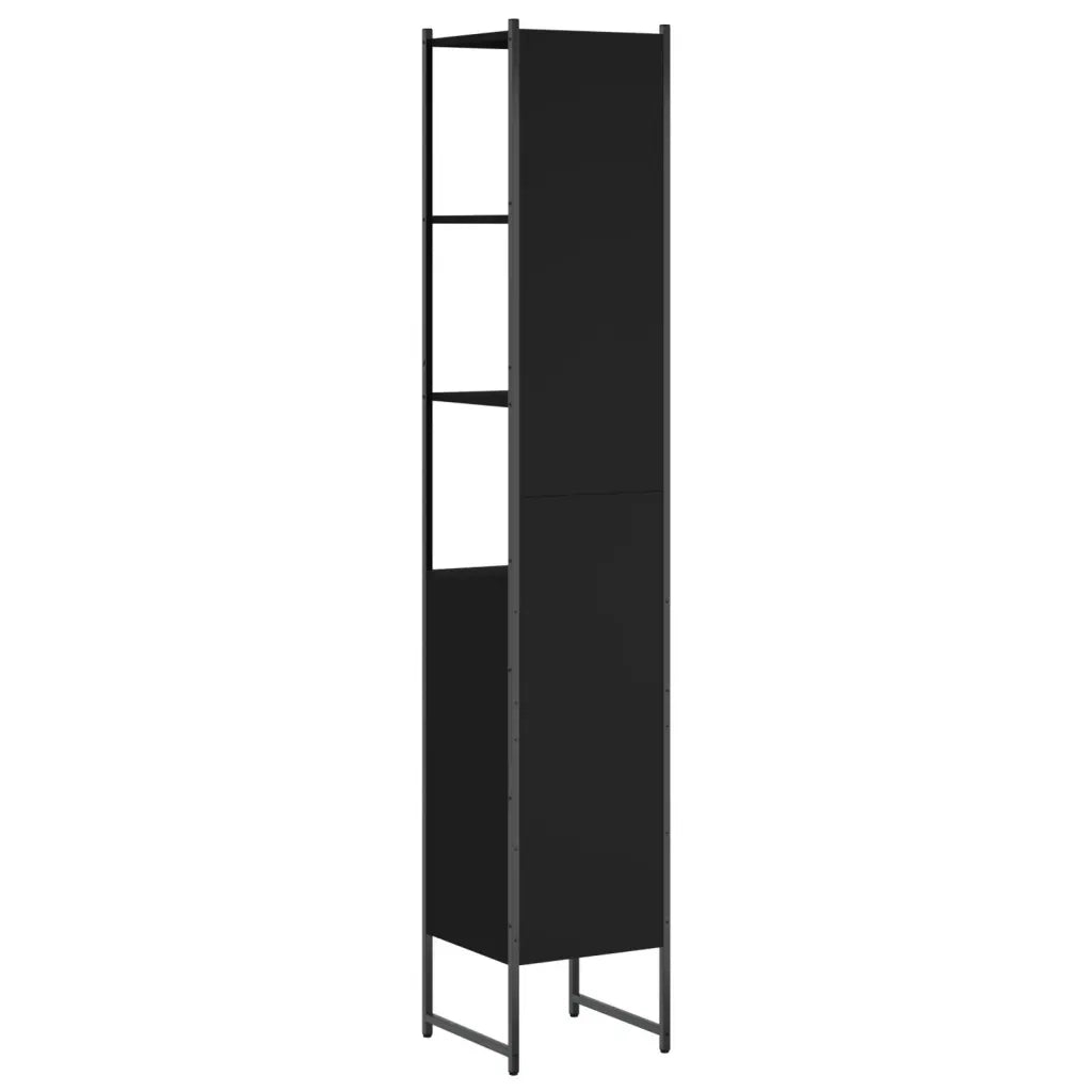 Mobile da Bagno Nero 33x33x185,5 cm in Legno Multistrato 842471