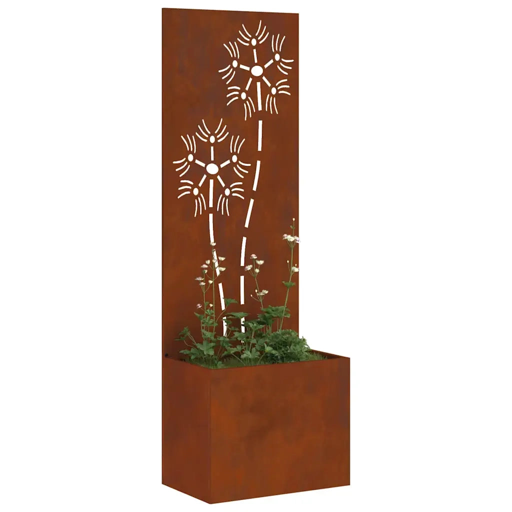 vidaXL Vaso da Giardino con Pannello Decorativo Ruggine 50 x 140 cm