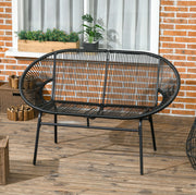 Divanetto da esterno 2 posti in rattan PE nero 132 cm