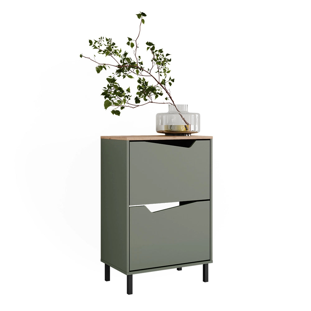 Vicco Scarpiera da ingresso Verde/Artigianale 60 x 91.6 cm con 2 scomparti