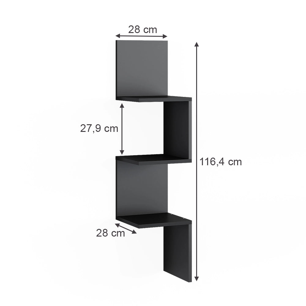 Scaffale ad angolo Paolo Nero 28 x 116.4 cm Vicco