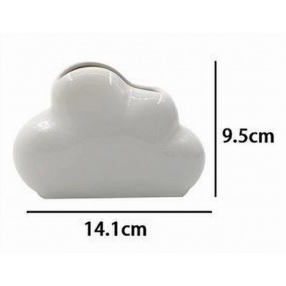 Trade Shop - Porta Spazzolini Bicchiere Dentifricio Bagno Ceramica Bianca Forma Nuvola 79937 -