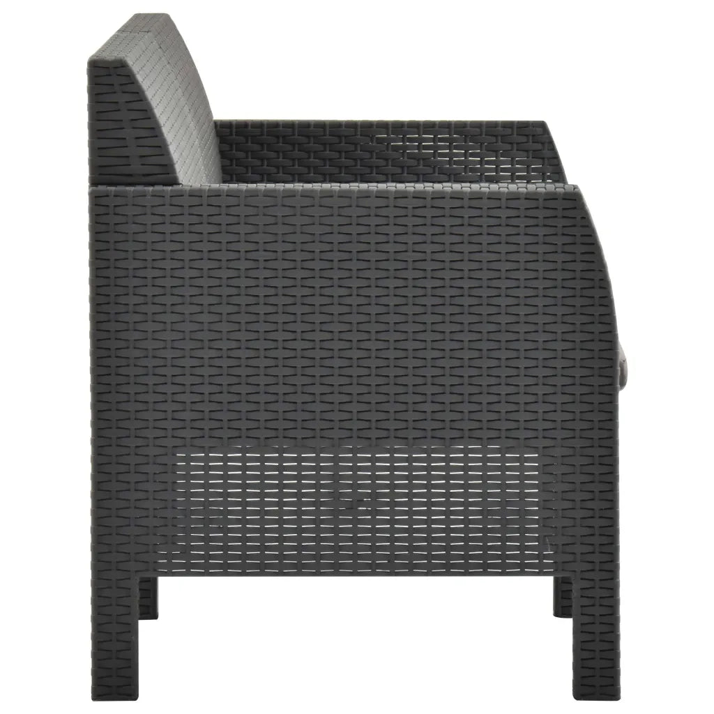 Set Divani da Giardino 2 pz | Set Salotto da Giardino con Cuscini in Rattan PP Antracite