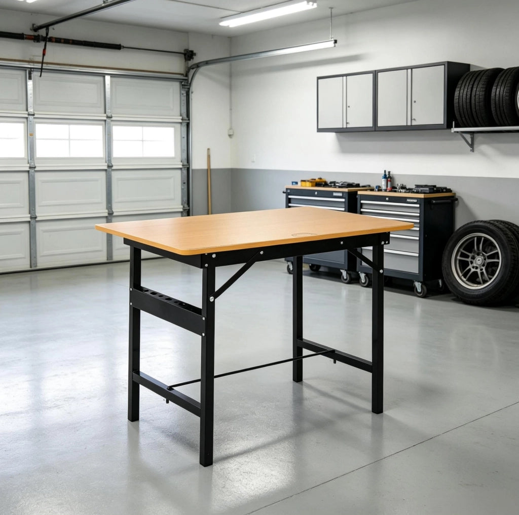 Banco da lavoro pieghevole in MDF e metallo 100x60x75,5 cm