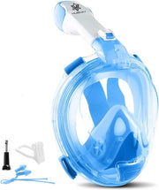 Maschera da subacqueo con visiera per bambini - respirazione facile - maschera da snorkeling pieghevole - campo visivo di 180 gradi - configurazione per fotocamera
