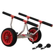 Carrello per Kayak e SUP con Larghezza Regolabile in Alluminio, Ruote ?25 cm, Max 100 kg, Nero