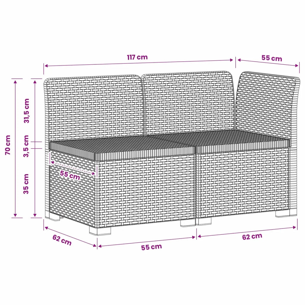 Divano da Giardino a 2 Posti Aspetto Rattan PP Antracite 8011920