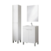 Dossena, set Mobili Bagno Specchio Incluso, Bianco Lucido