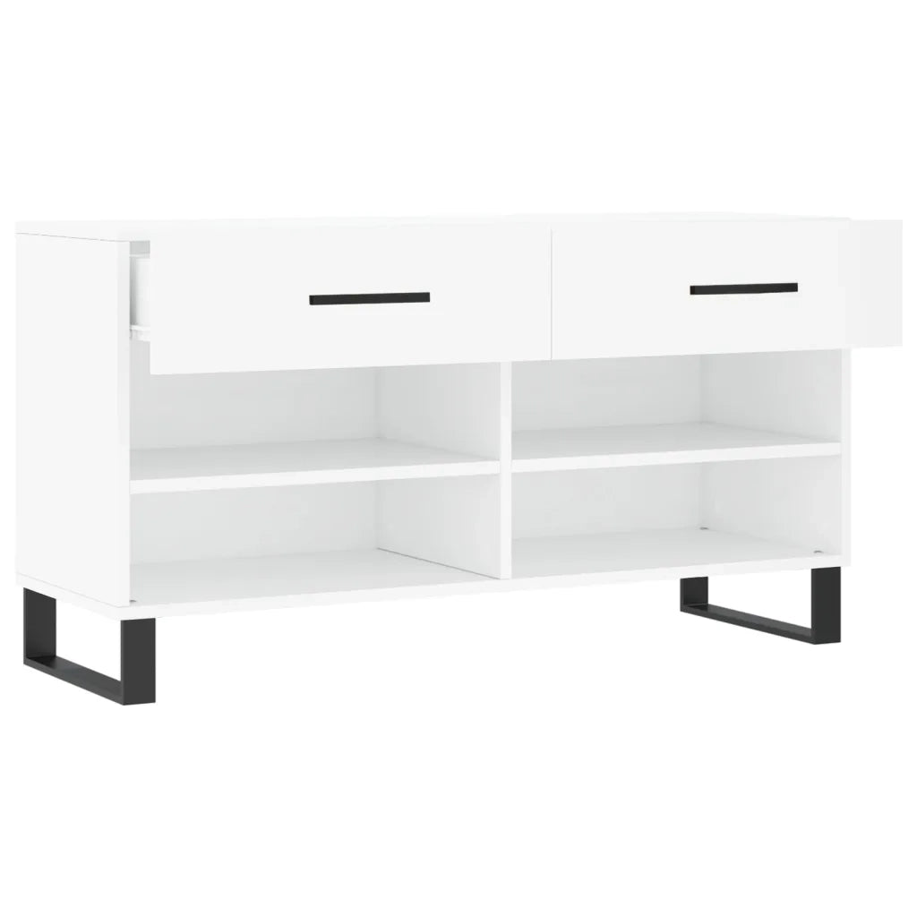 Panca Porta Scarpe Bianca 102x35x55 cm in Legno Multistrato
